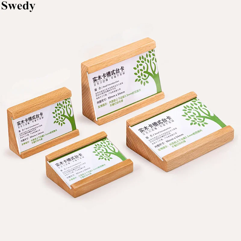 5 Pieces 70x40mm Small Wood Acrylic Sign Holder Display Stand Menu Paper Holder Slant Price Tags Label Name Card Holder