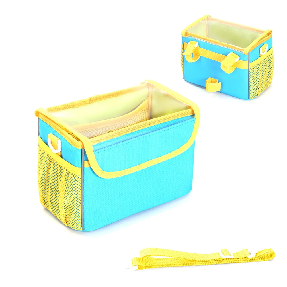 

For Children bike basket front handlebar bag waterproof fabric detachable shoulder strap easy to clean and carry