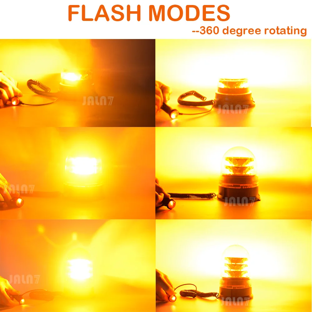 Balise magnétique LED ambre clignotant, avertissement d\'urgence pour véhicules, camions, pelles, tracteur, voiture postale, Bus scolaire 12/24V