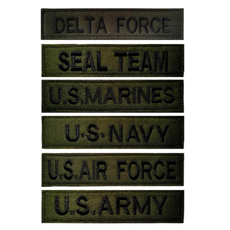 101 Chest Strip US Army Badge SEAL Delta State Unbound Army Green 3D Embroidered Hook and Loop Patch Stickers Soldier DIY Badges