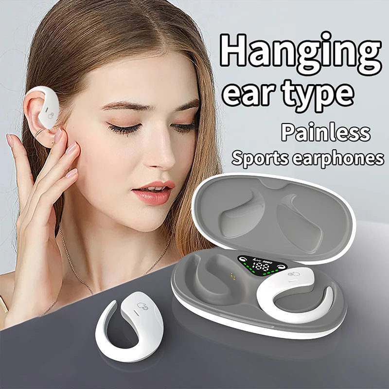 

Ear Mounted Earphones, Wireless Non In Ear Air Conduction Earphones, Sports, Running, Cycling, Driving, Digital Display, Gaming