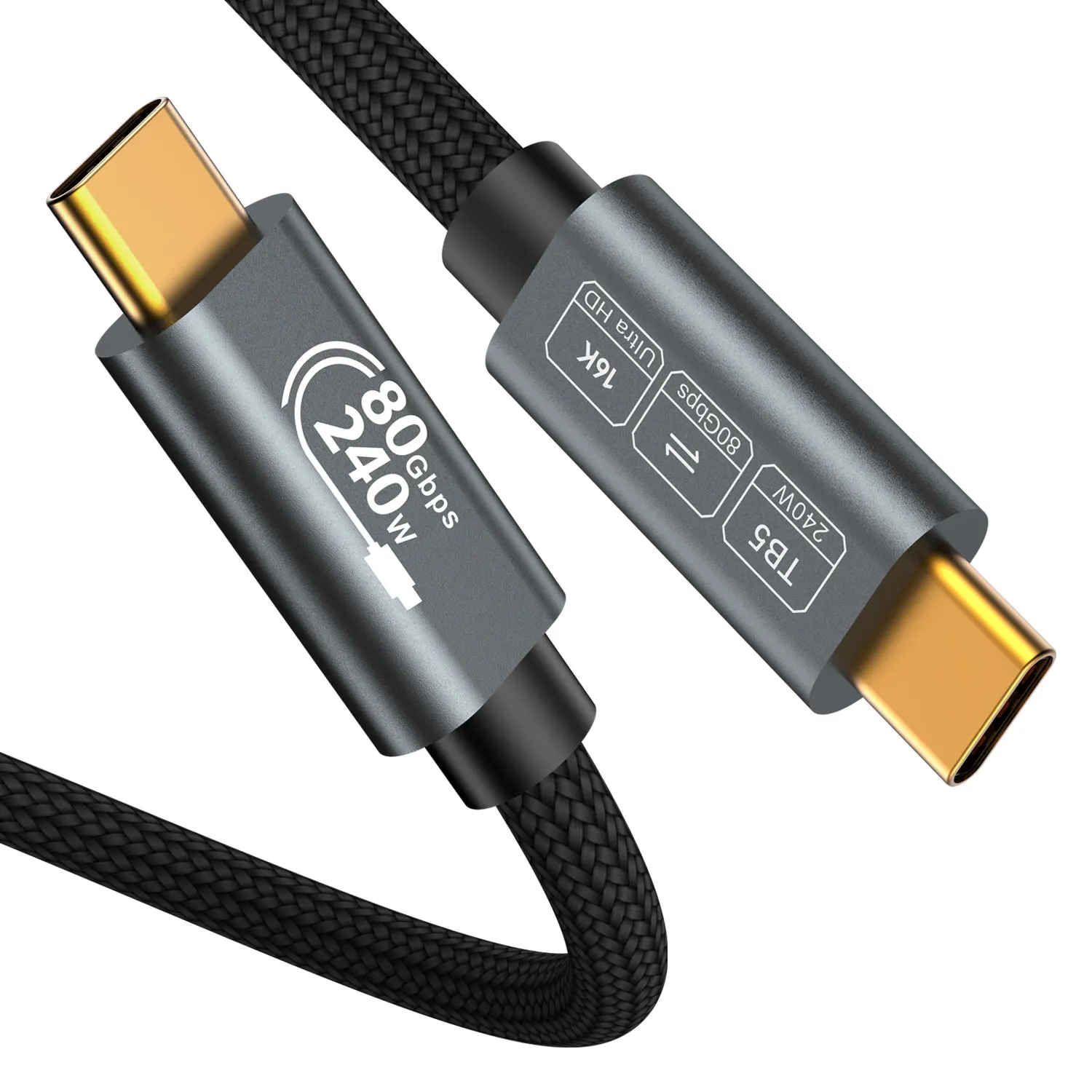 Thunderbolt 5 USB 4.0 Extension Cable Type-C Data 240W Fast Charging 16K Video Cable Super Speed Data Storage For USB C Monitor