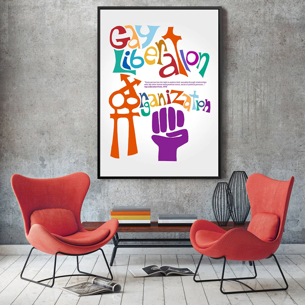 Canvas Painting Love Gay Liberation Front Pictures 1970s Posters and Prints Nordic Wall Art Bedroom Home Decor Birthday Gift