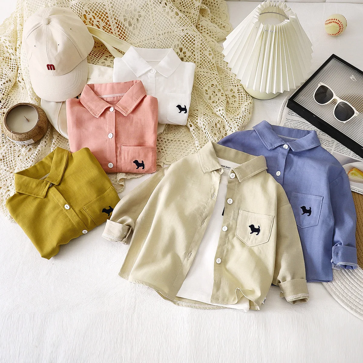 

Kid Long Sleeved Shirt New Spring Autumn Boys and Girls Shirt Pure Cotton Top Children Cardigan Baby Coat Children Clothing