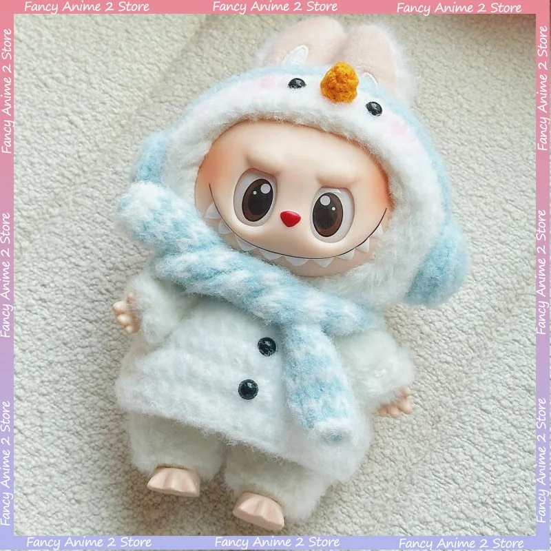 Ubranka Świąteczne dla Lalek Labubu V1 V2 V3 V4, Strój Bałwana, Urocze Mini Pluszowe Lalki, Przebrania, Akcesoria Festiwalowe dla Lalek, Prezenty