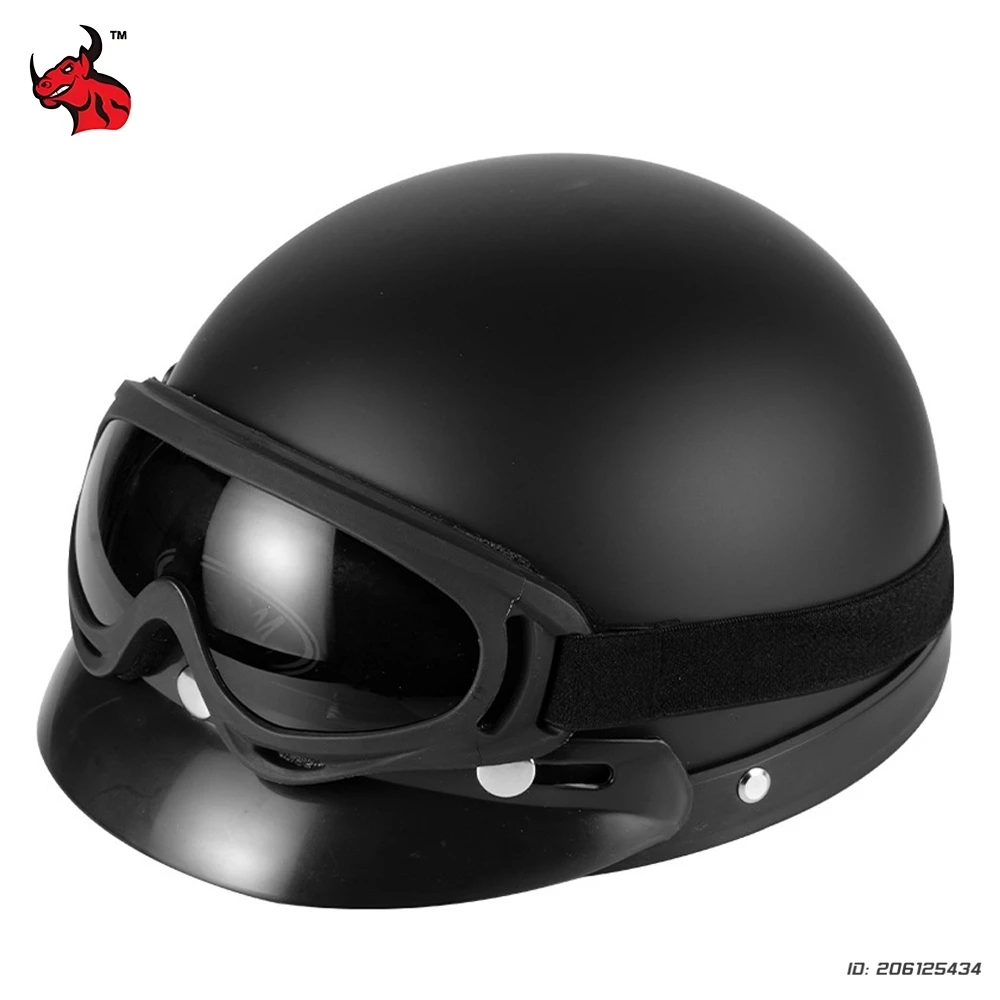 

Motorcycle Safety Helmet Fashion Moto Half Helemet PU Leather Vintage Motor Electric Scooter Goggles Half Helmets DOT Approved