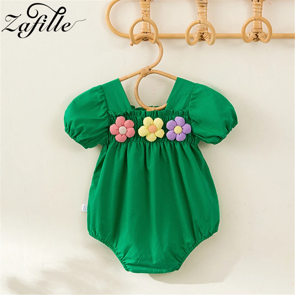 

ZAFILLE Baby Flowers Bodysuits For Children's Clothing Girls Rompers Summer Toddler Baby Clothes Solid Kids Newborns Sleepwear