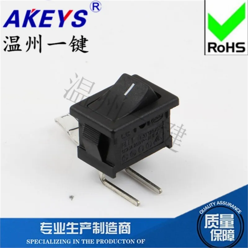 10pcs KCD1-101L Rocker button two feet Side insertion Curved foot rocker switch 116B-2PL