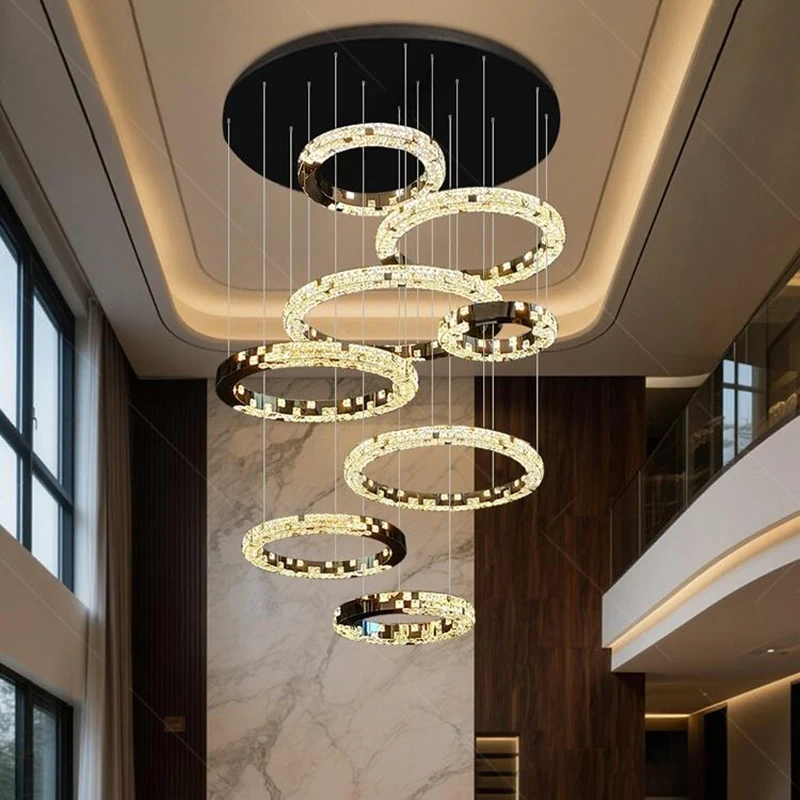 Modern home decoration crystal chandelier, stair Pendant lamp, living room Pendant lights, interior lighting