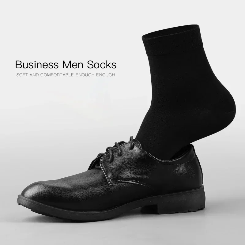 Men\'s Business Socks Black Breathable Terylene Socks for Sweat-absorbing Business Socks Male US Size(6.5-11) Fashion Accessory