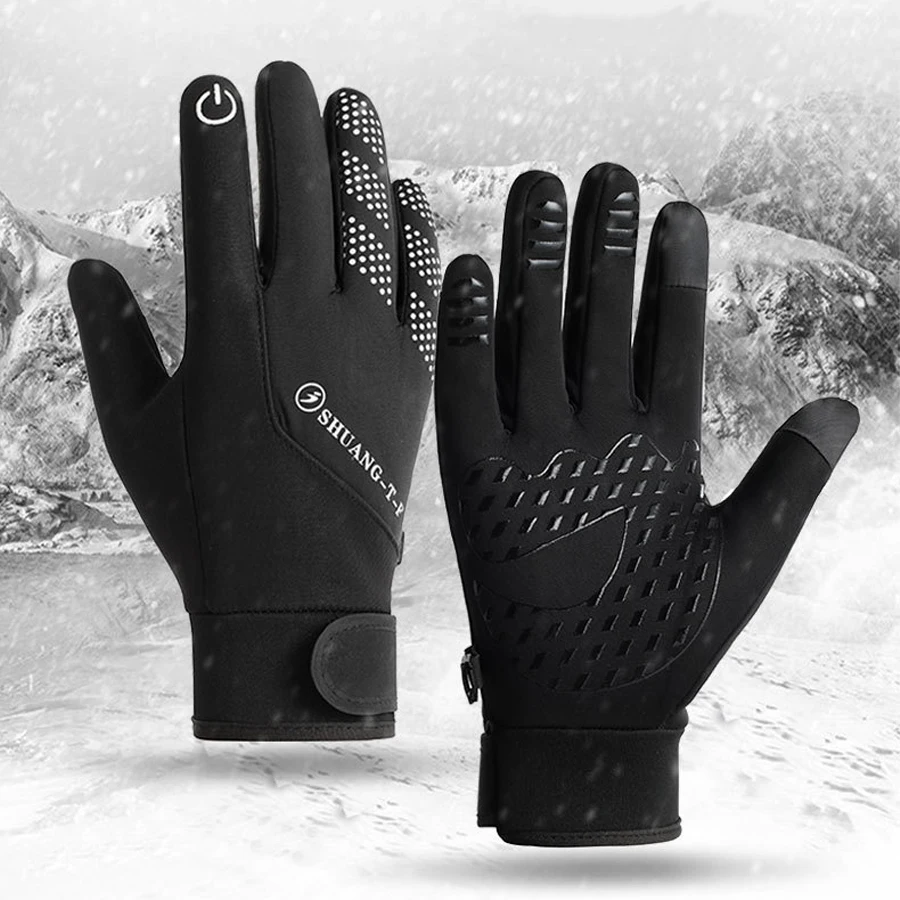 

2025 высококачественные зимние мужские и женские теплые перчатки, плюшевые спортивные перчатки на открытом воздухе, ветрозащитные и морозостойкие велосипедные перчатки