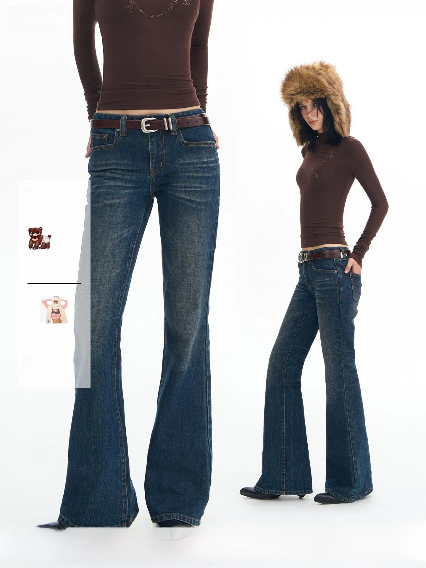 

Оригинальные джинсы Deleteex London Series в стиле ретро с глубокой синей талией, облегающие сексуальные расклешенные джинсы с низкой талией, женские джинсы из модного хлопка