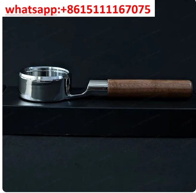 Bottomless Coffee Integrated Portafilter Handle - Suitable for E61 Machines, 316 Stainless Steel with Walnut Wood Accent