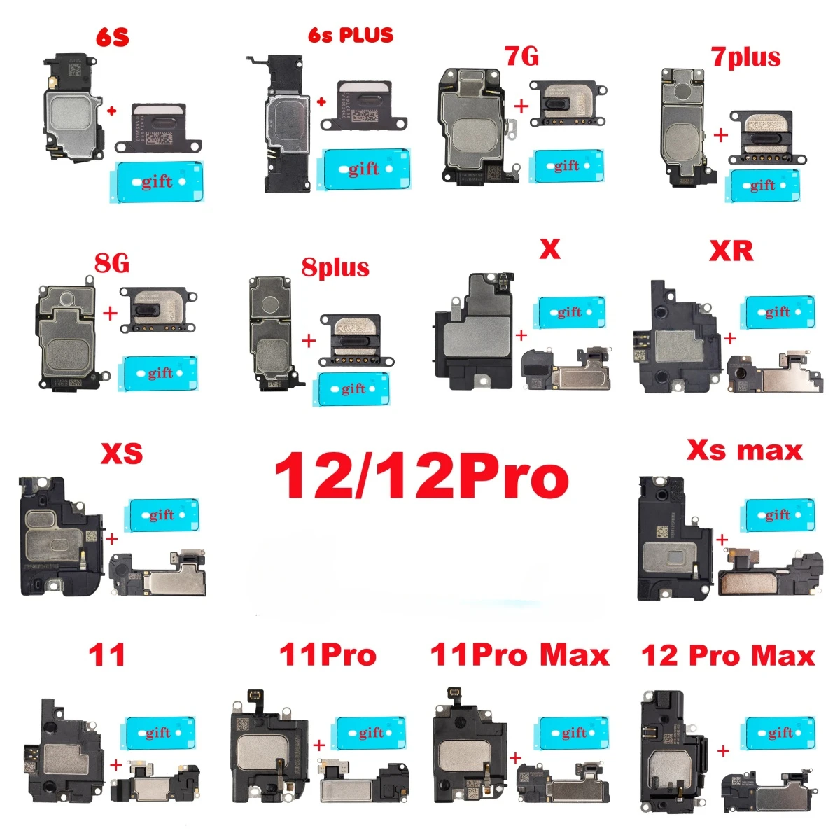 

Loudspeaker + Earpiece Speaker For Iphone SE 2 6 6S 7 8 PLUS X XR XS 11 12 Pro MAX Lound Speaker Ringer Inner Buzzer Flex Cable