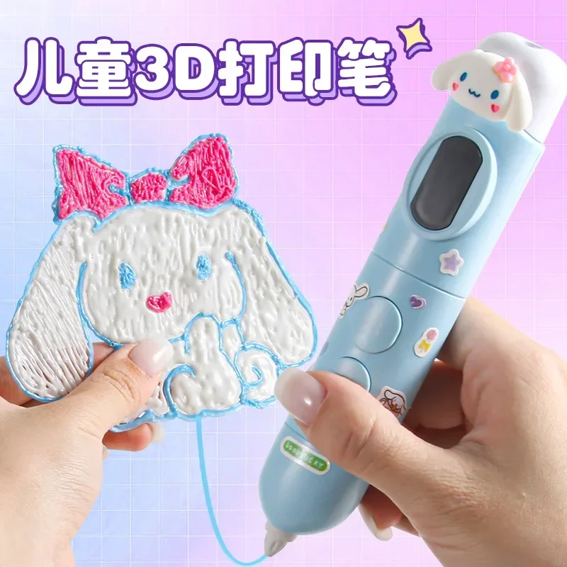 Cartoon Anime Sanrio 3D Printing Pen Children's Stereoscopic Drawing Pen Set Low Temperature Wireless Creative Graffiti Toy Gift