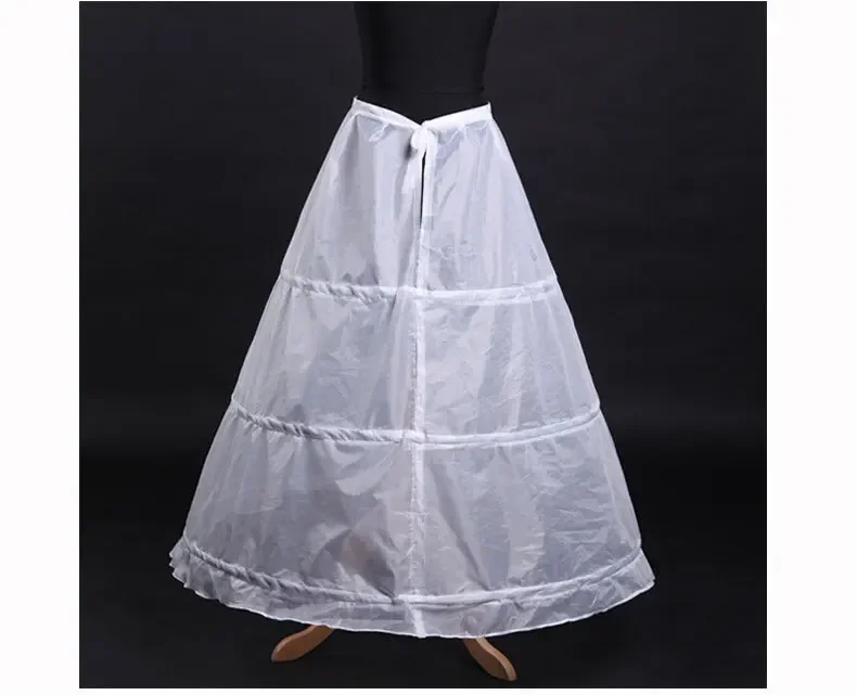 White 3 Hoops Petticoat for Women Bridal A-line Crinoline Underskirt Slip Wedding Evening Party Dress