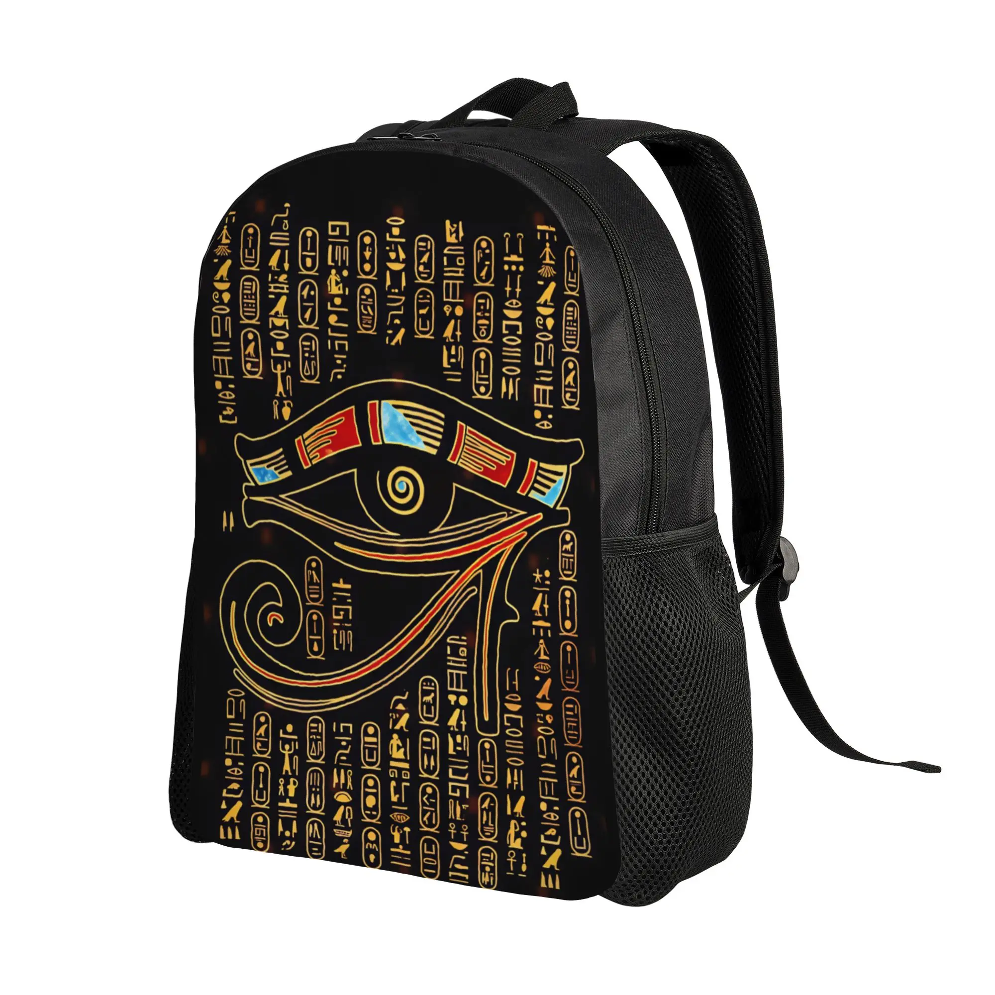 Custom Egyptian Hieroglyphs And Deities Backpack Grocery Ancient Egypt Art Trekking Backpacks Women High School Bags Rucksack