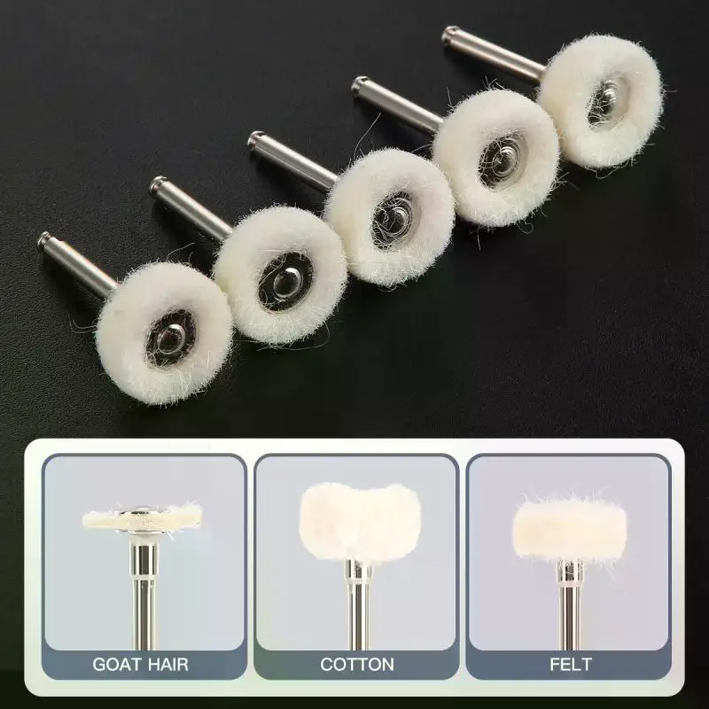 5 PCS/Pack Dental Polishing Brush Wheel 2.35mm RA Polisher Felt Cotton White Goat Hair For Low Speed Handpiece Dentistry Tool
