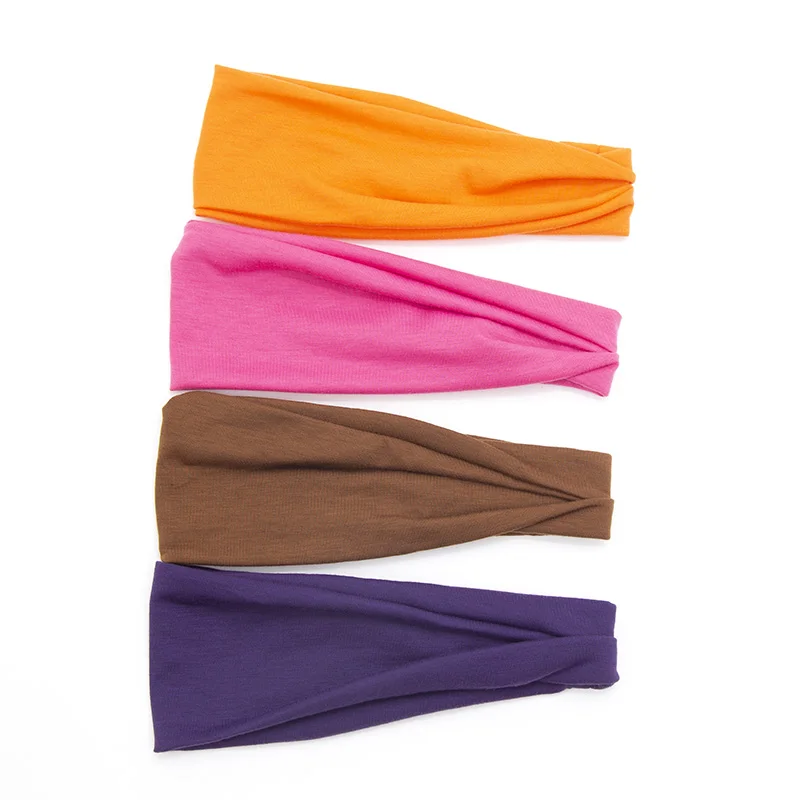 New Women Solid Color Elastic Hair Bands Yoga Headband Fashion Turban Makeup Hair Hoop Vintag Knotted Headwrap Hair Accessories