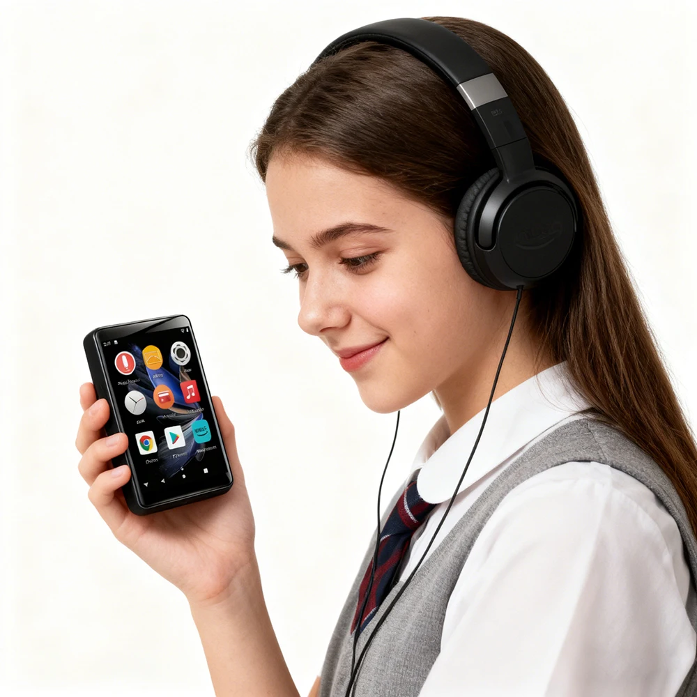 

Портативный MP3-плеер Famue для студентов с Wi-Fi, Android 10, Bluetooth, встроенным Play Store для загрузки Spotify, Pandora, Deezer, Apple Music и других приложений. 2 ГБ ОЗУ, 8-ядерный процессор, будильник, запись для класса, музыка без потерь, видео 7