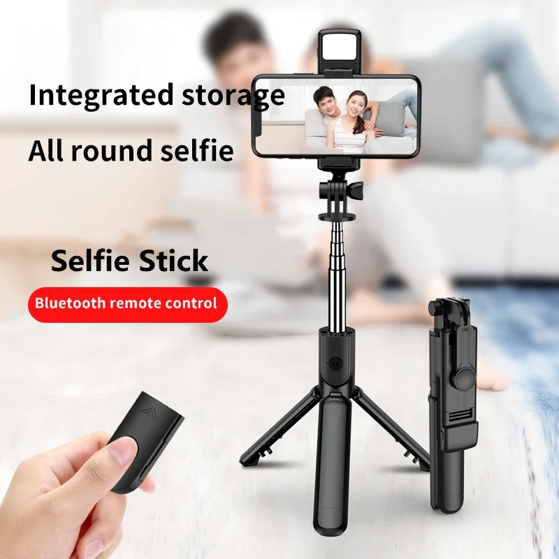 3 In 1 Wireless Selfie Tripod With Fill Light Bluetooth Shutter Remote Control Portable Foldable Monopod For Smart Phone Holder