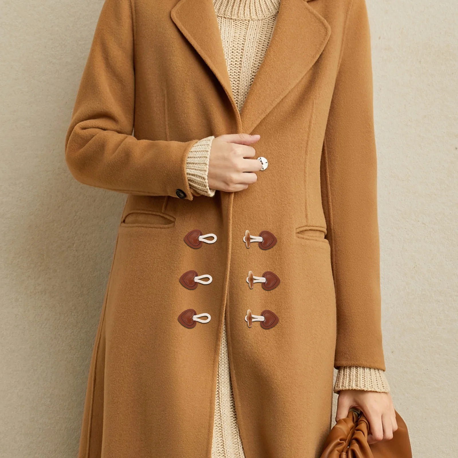 8 pares de fivela de cinto de cintura, acessórios elegantes em formato de coração, fivela de alternância para sobretudos, cardigans, fecho de pressão seguro, faça você mesmo