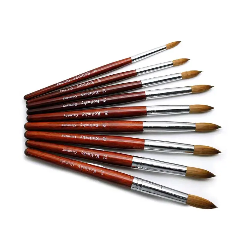 

Nail Art Tools 1PC Kolinsky Sable Red Wood Acrylic Brush Round 16#18#20#22#24 UV Gel Carving Pen Liquids Powder Manicure Tips