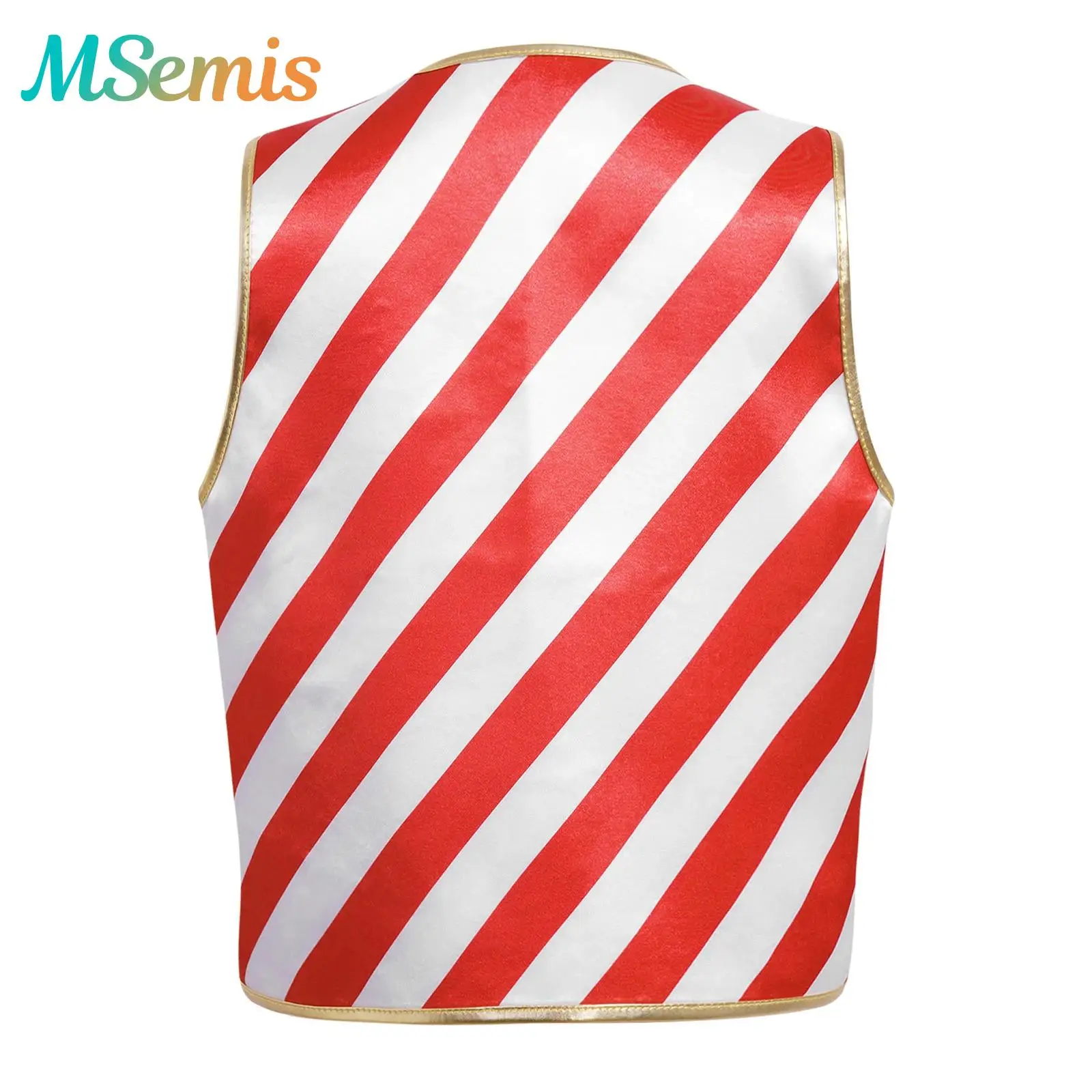 الفتيان الفتيات عيد الميلاد سانتا كلوز عيد الميلاد سترة كاندي قصب كرنفال تأثيري زي حفلة سترة مخططة بلا أكمام صدرية #1