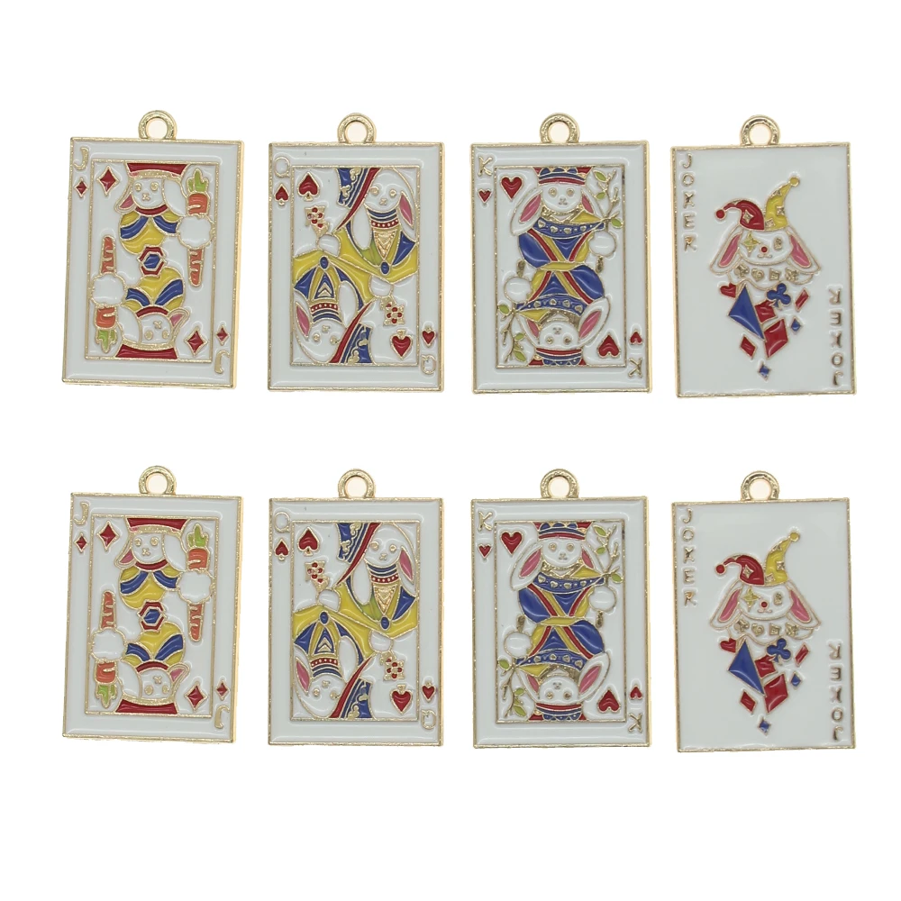 10pcs/lot Enamel Poker Joker Charms Jack Queen King Pendant For DIY Earring Necklace Keychain Jewelry Making Accessories XL1705