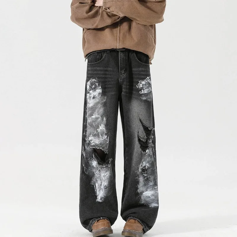 

Men Street Hip Hop Vintage Oversized Wide-leg Pants Unisex Mopping Jeans 2025 American Y2K Fashion Trend Loose Straight Jeans