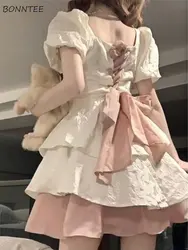 Dresses Women Lace-up Designed Vacation All-match Attractive Ladies Graceful Delicate Tender Leisure French Style Princess New