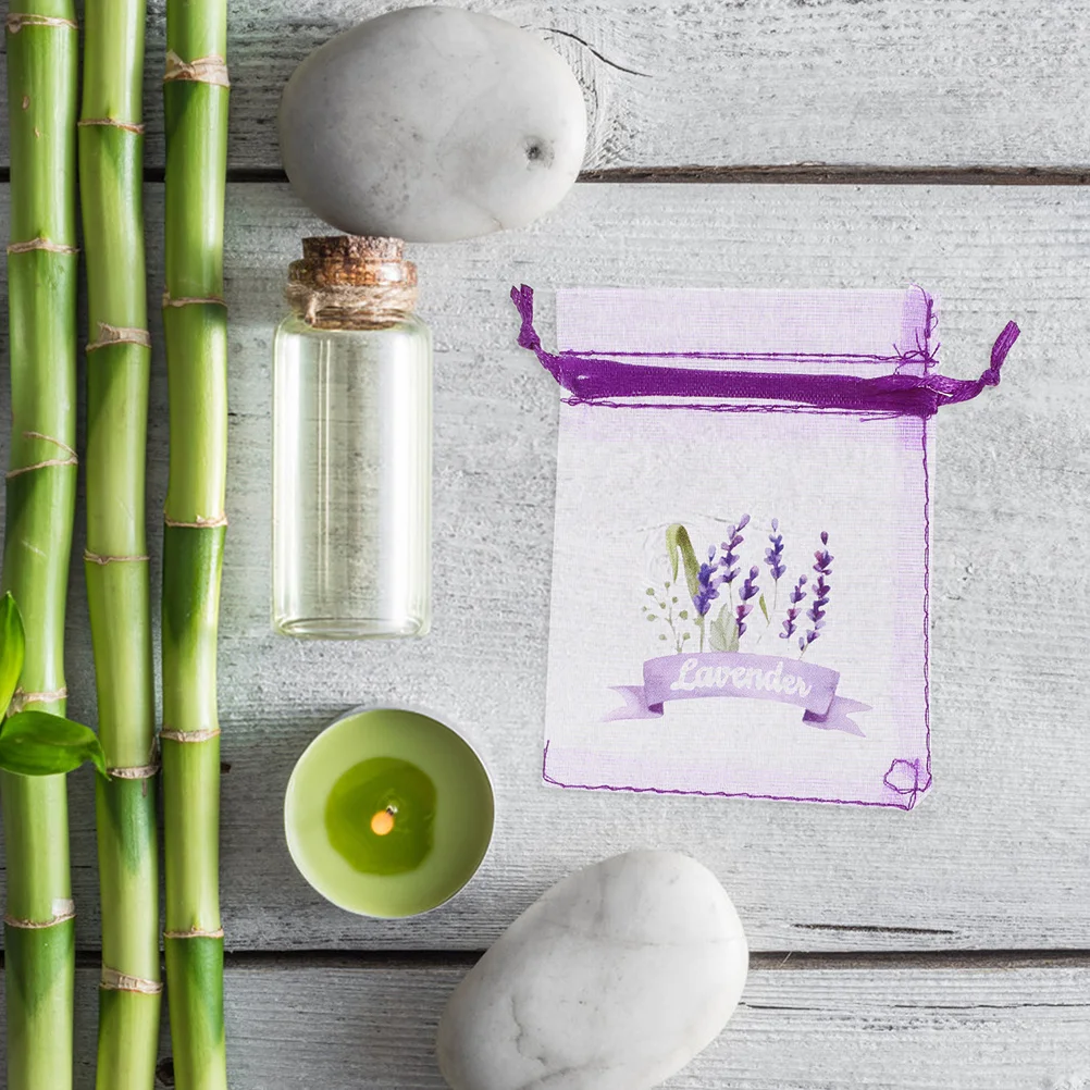 50 قطعة أكياس الرباط الأورجانزا الأرجواني أكياس شبكية للمجوهرات الحلوى الزفاف لصالح تخزين كيس فارغ ديكور الحفلات حقيبة الشاش