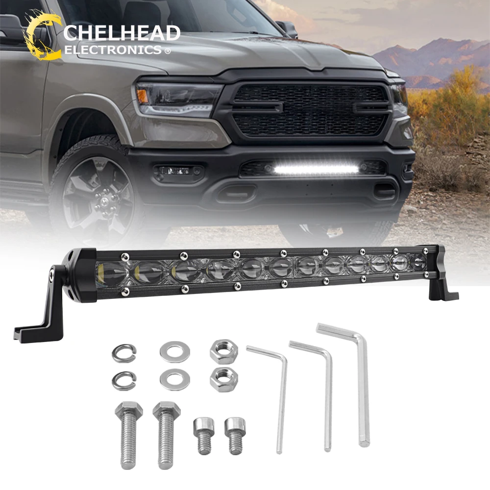 

13 дюймов, 36 Вт, тонкая светодиодная панель, однорядная точечная внедорожная лампа, высокая яркость, белая для грузовиков 4x4 Polaris RZR SUV ATV UTV, багажник на крышу