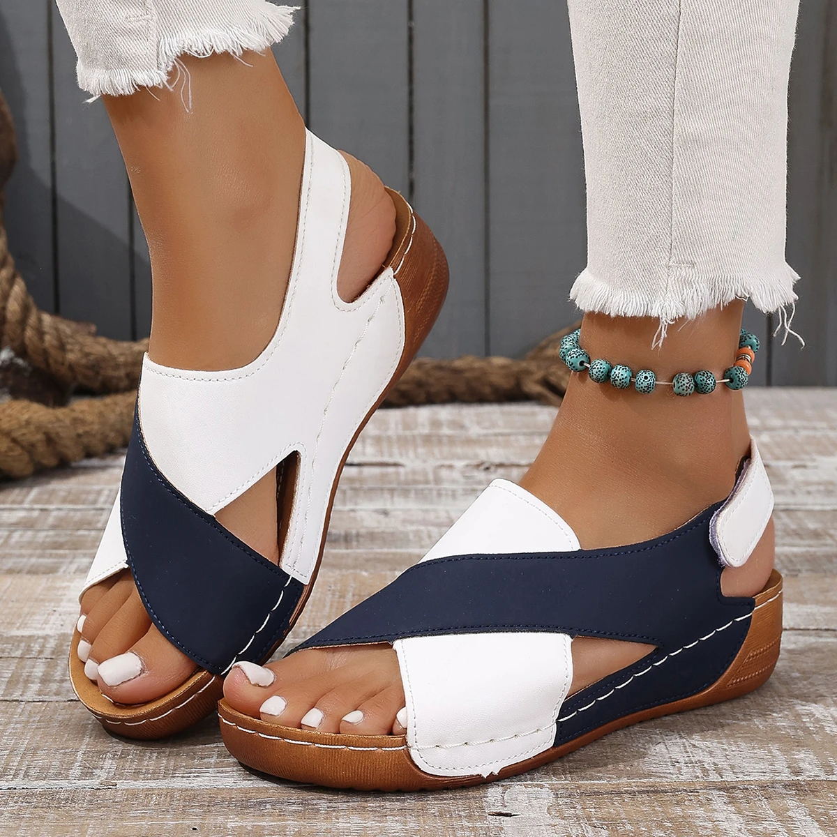 Women Platform Sandals Summer 2024 New Mix Color Sandals Luxury Designer Shoes for Women Casual Beach Sandals Sandalias De Mujer