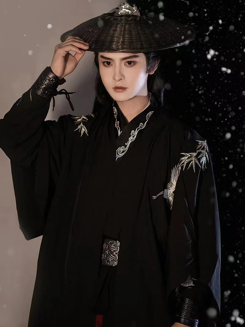 Cultural Song Dynasty Embroidery Hanfu Dress Set Traditional Changgan Temple Beizi Costume Vintage Fashion Men Cosplay Outfits