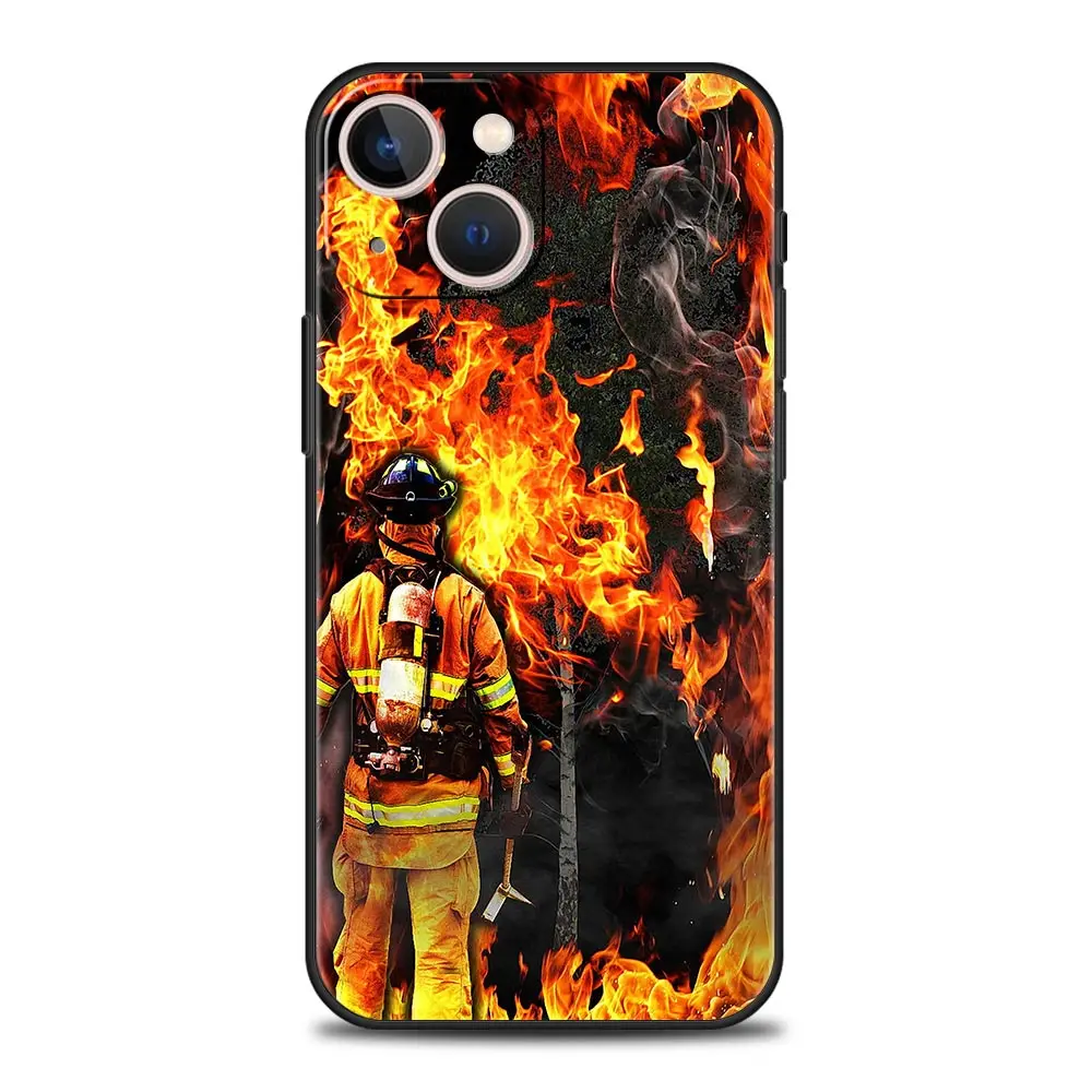 Firefighter Heroes Fireman Luxury Protection Soft Phone Case For iPhone 13 15 14 12 11 Pro MAX XR X SE XS 7 8 Plus Full Cover