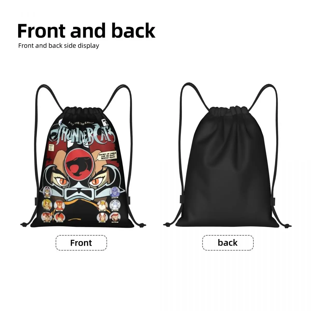 Custom Cartoon Anime Thundercats Drawstring Backpack Bags Men Lightweight HiMan Cheetara Gym Sports Sackpack Sacks for Yoga