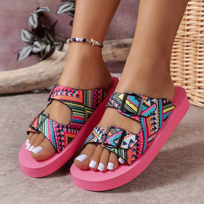 2024 Summer New plus Size Soft Slippers Women's European and American Leisure Outdoor Beach Color match Ladies Sandals Shoes Hot