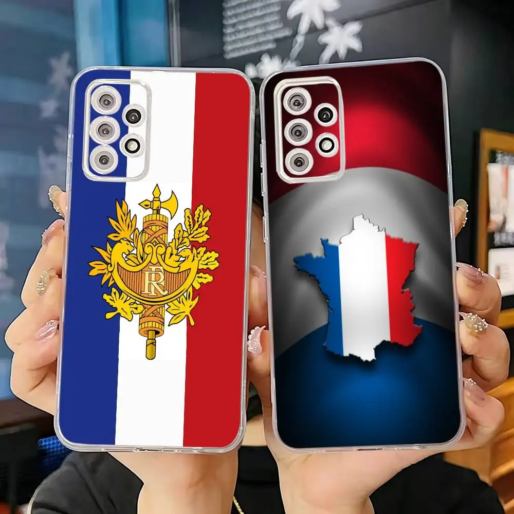 France Flag For Samsung S25  S24 S23 S22 S21 S20 S10 FE Note 20 Ultra Plus Cover Funda Transparent Soft Phone Case