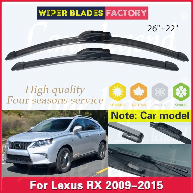 

2Pcs For Lexus RX450H RX350 RX 450h 350 2009 - 2015 Front Wiper Blades Windshield Windscreen Clean Window Car Rain Brush 26"+22"