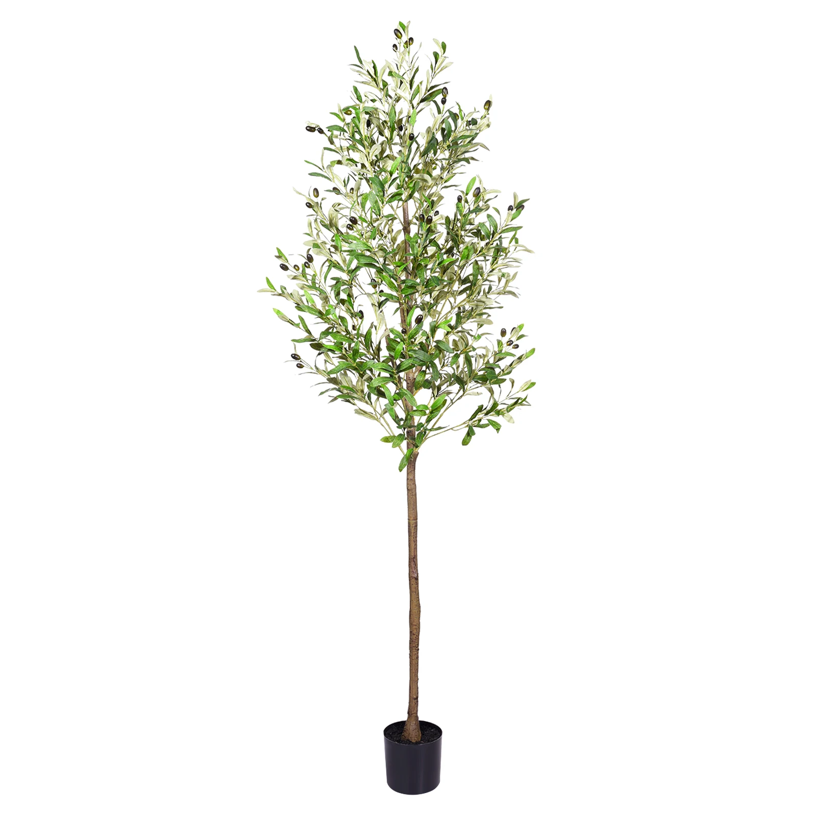 

Faux Olive Plant Faux Tree with Natural Trunk Realistic Leaves Fruits Artificial Trees, Modern Decor for Terrace Hotel