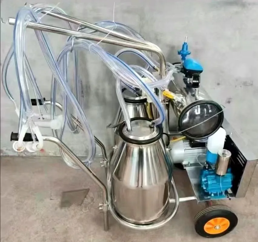 

Electric Double Barrel Milking Machine for Cows Goats High Efficiency Integrated Vacuum System Dairy Farm Equipment