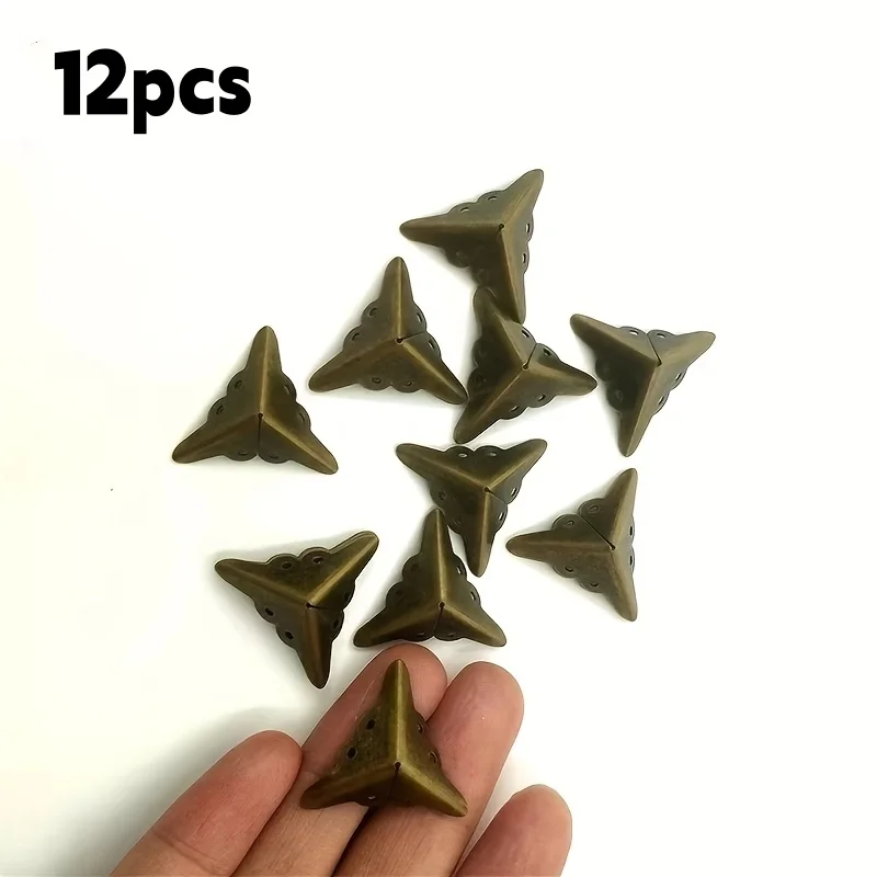 12pcs Metal Corners Retro Wooden Box Yellow Decorative Corners Four-side Protection Corner Code Mini Corner Code Corner