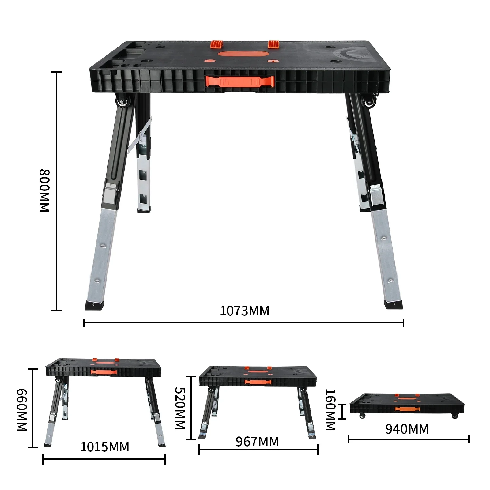 VERTAK Mobile Outdoor 5 In 1 Woodworking Table Foldable Garage Workbench