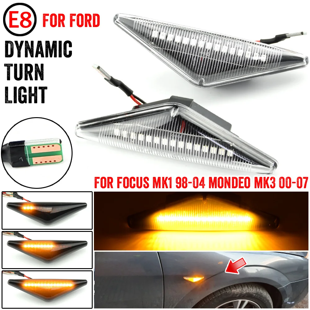 Dynamic Turn Signal LED Side Marker Mirror Light Flashing Indicator For Ford MONDEO 2000-2007 MK3 FOCUS MK1 1998-2004