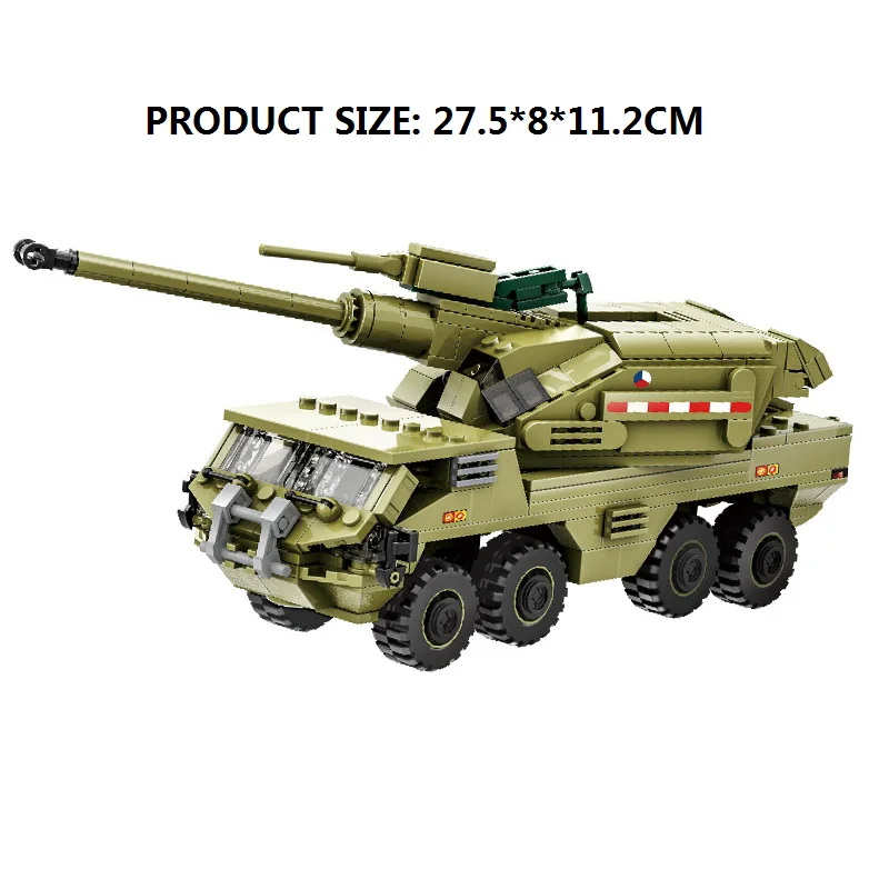 425PCS 다나 M2 2차 세계대전 군인 군대 무기 장갑차 탱크 빌딩 블록 모델 DIY 브릭 어린이 DIY 장난감 선물