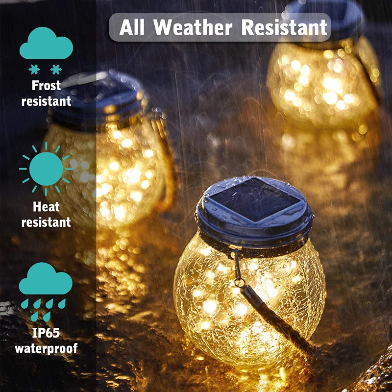 Solar Led Garden Lamp Christmas Cell Fixture Tree Jar Decoration Street Outdoor New Year Party Hanging Night Lights Sunlight