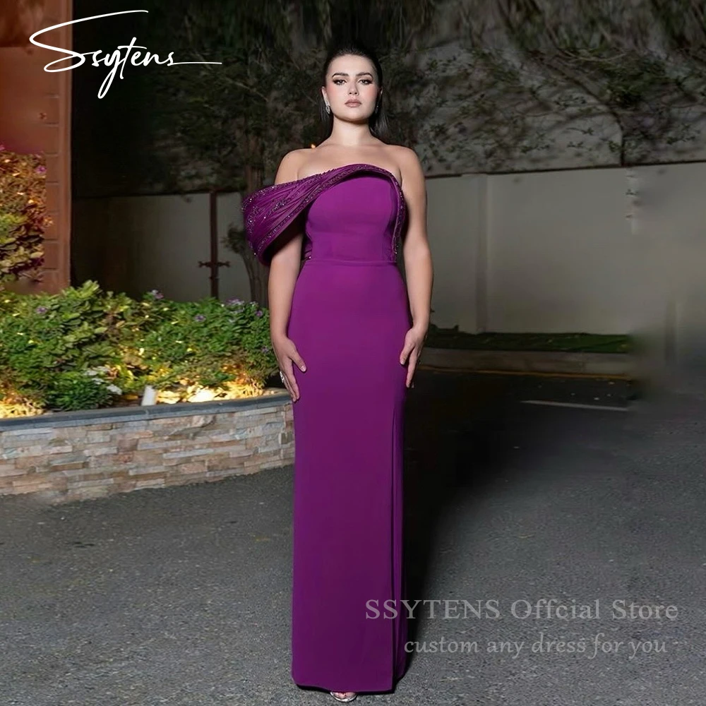 SSYTENS Elegant Purple Evening Dresses One Shoulder Sparkly Lace Party Dress Women Mermaid Long Evening Event Dresses Customized