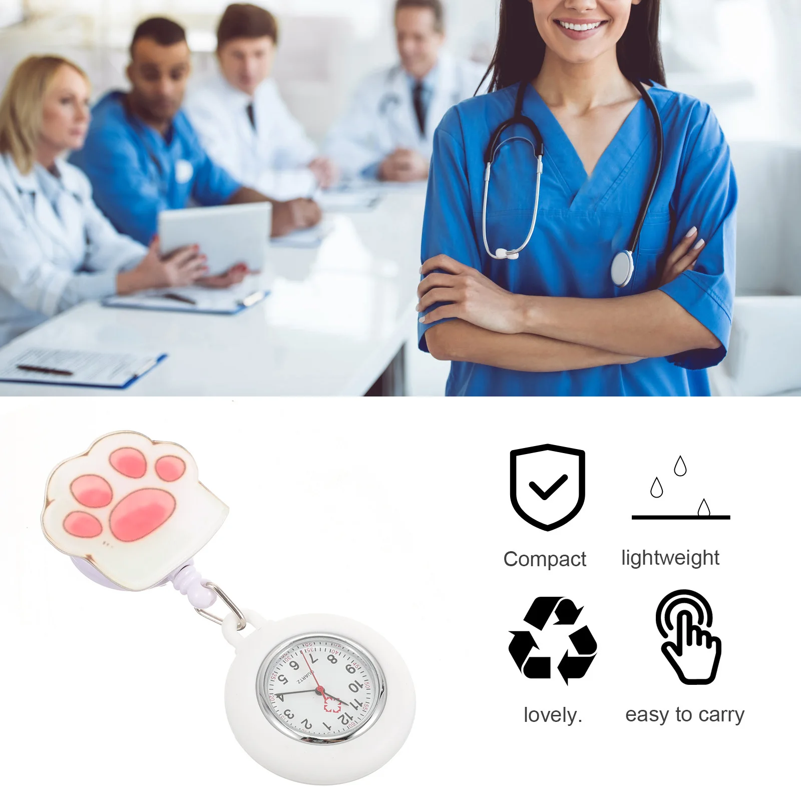 

Electronic Nurse Watch Premium Cartoon Design Hanging Nursing Pocket Watch For Women Nurses Fob Chest Durable Practical