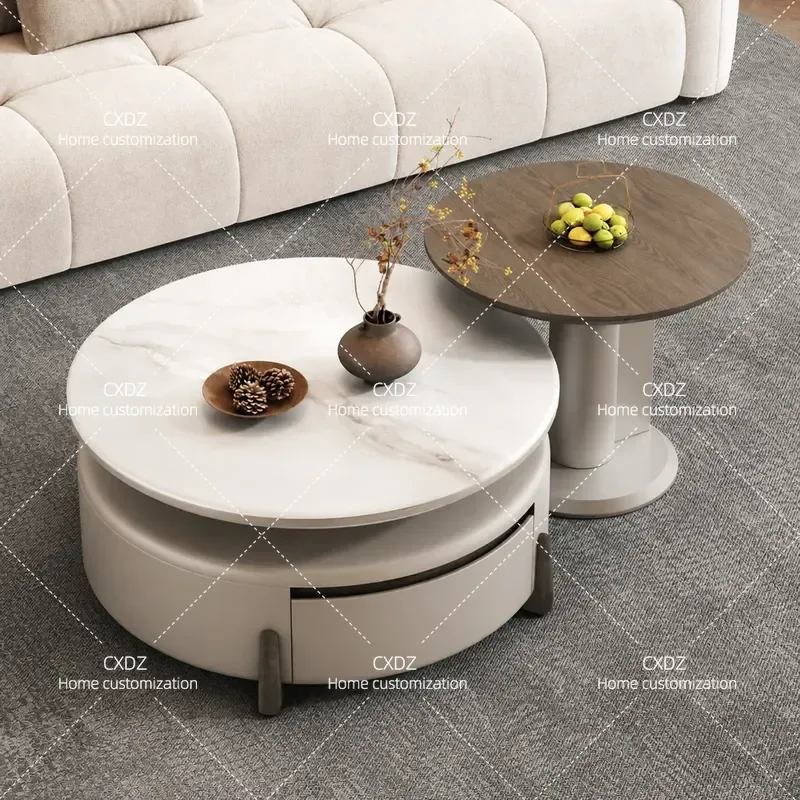 Italian Minimalist Matte Stone Coffee Table Set Simple Modern Design for Small Apartment Living Room Home Furniture